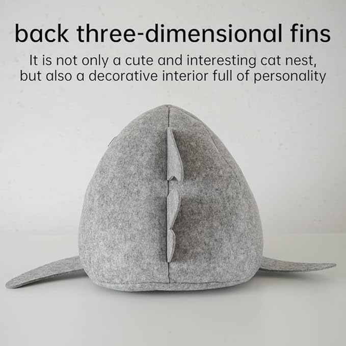 Cat Nest Shark-Shaped Cat Bed Cute and Comfortable Semi-Enclosed Pet Cat House with Removable and Washable Cushions Suitable for Spring and Summer Small Cats and Dogs Pet Sofa Bed