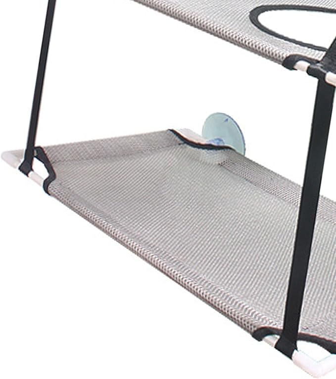 Cat Window Perch Double Layer Suction Cup Cat Hammock Cat Window Hammock Bed Cat Furniture Cat Shelf for Indoor Cats Sunbathing and Viewing(Gray)