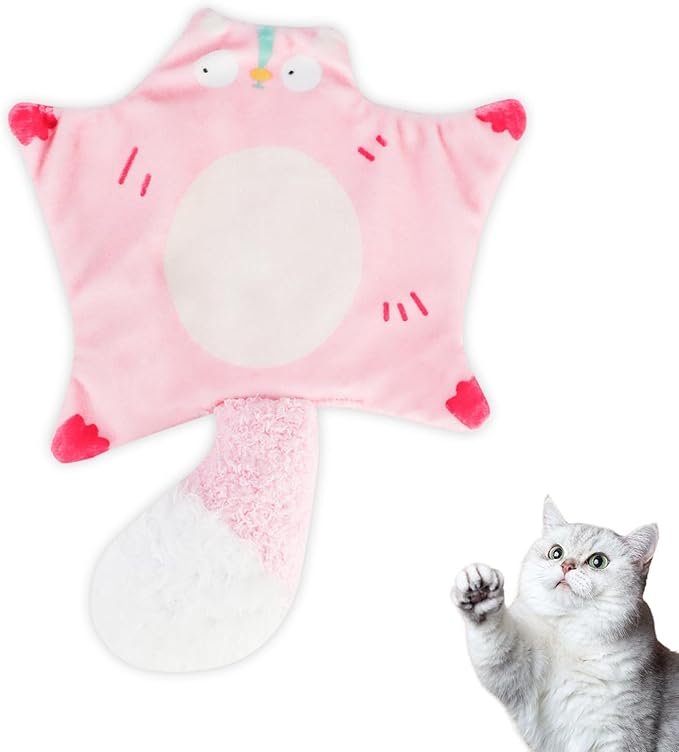 Andiker Catnip Cat Toys, Flying Squirrel Shape Plush Cat Toy with Crinkle Paper and Natural Catnip, Interactive Cat Toys for Indoor Cats and Kittens to Sniff Scratch Bite and Reduce Boredom (Pink)