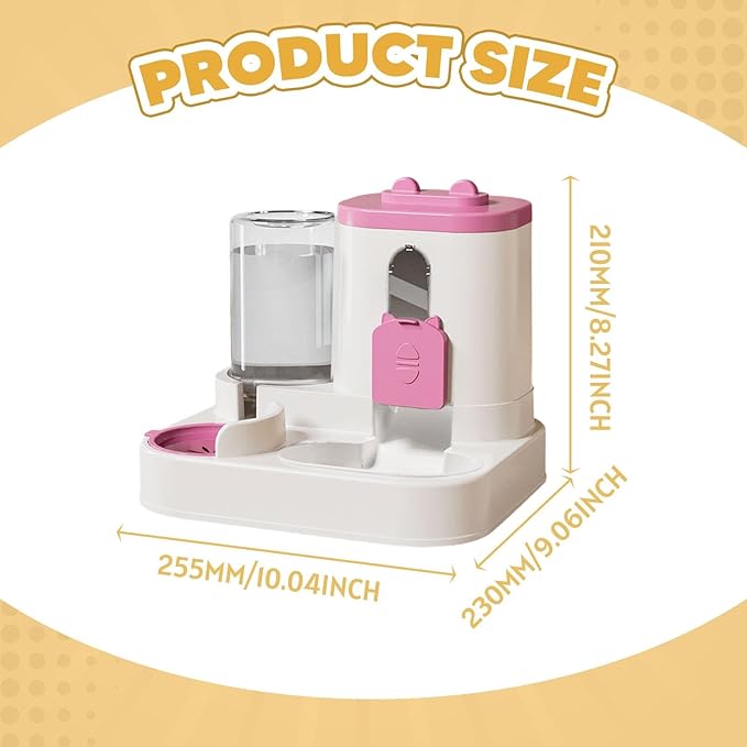 Automatic Pet Feeder and Waterer, Food and Water Dispenser, 2 in 1, Anti Slip Pet Supplies for Cats and Small Medium Dogs, Pink
