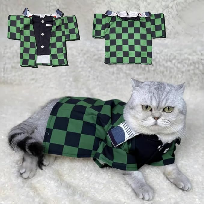 Selena Cute Cat Costumes Cartoon Japanese Anime Cosplay Dog Clothes Kawaii Cute Puppy Kitten Pet Apparel (Medium,Green)