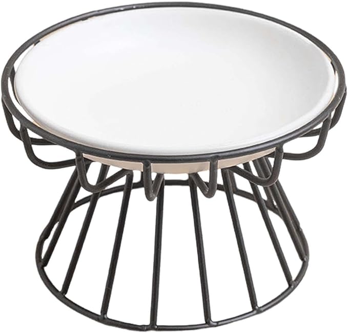 Raised Cat Food Bowl Porcelain Bowl Metal Stand Minimalist Multipurpose Easily Food and Water Bowl Detachable for Dry Wet Food, Style G