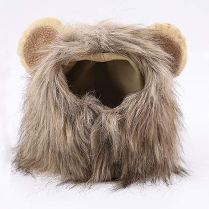 Halloween Cat Lion Mane Wig Costume Christmas Little Dog Lion Hair Adjustable Washable Funny Pet Puppy Dress Up Hat Cute Kitten Kitty Hair Mane with Ears for Holiday Photo Shoots Cospaly Party Size L