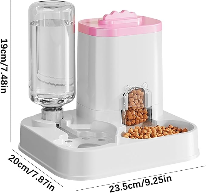 Pink Cat Food Dispenser Dog Cat Feeder Automatic Integrated Food Basin 1-10L Large Capacity Feeding & Watering Supplies Automatic Pet Feeder for Small Medium Dogs Puppy Kitten Cats Food Bowl