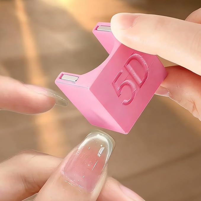 5D Nail Magnet Tool for Cat Eye Gel Polish - Cateye Magnets for Nails, Non-Slip Finger Stand, Strong Magnet Cat Eye Nail Art Tool for DIY & Salon - Pink