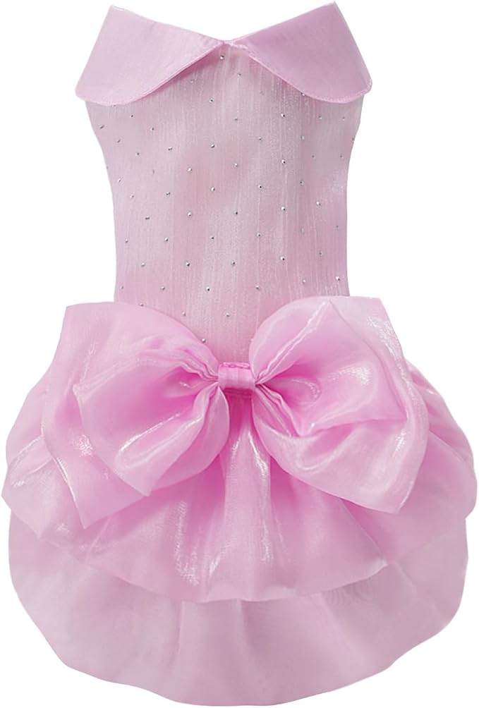 Dog Dress,Pet Wedding Dress Princess Formal Tutu Skirt with Bowknot,Puppy Birthday Party Outfit Apparel Girl for Small Dogs Cats (Sakura Pink, 3X-Large)