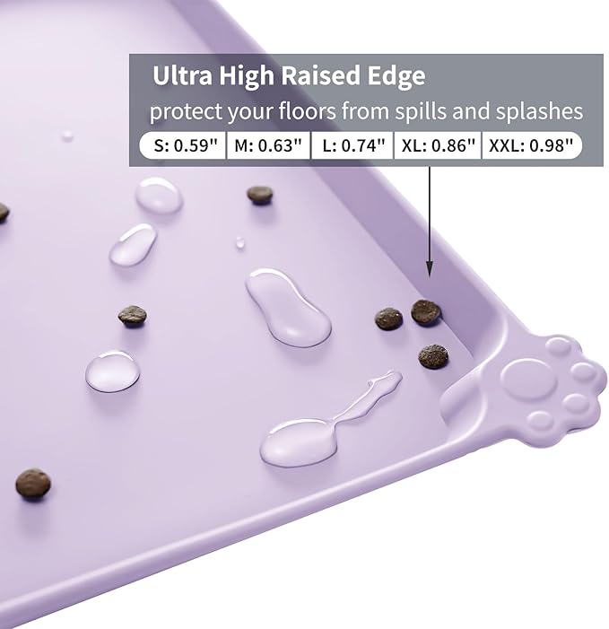 Reopet Waterproof Pet Feeding Mat, Non-Slip Silicone Placemats for Dog Cat Food and Water Bowl, High Raised Edges to Prevent Spills and Protect Floors