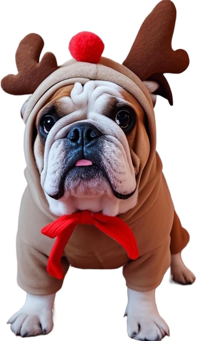 Pet Clothing Dog Transformation Frog Hoodie Autumn and Winter Warm Small Large Dog Method Dou Cat Bullfighting Clothes (elk,L)