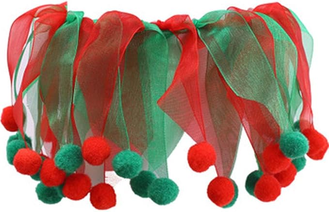 Christmas Pet Collar Ornaments Red Green Collar Adjustable Holiday Dress for Cat and Dog (L(45CM))