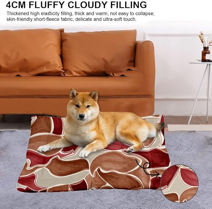 Brown Abstract Patterns Dog Bed Chew Proof Crate Mat Corner Dog Bed Abstract Floral Colors Rectangle Cat Non- Slip Bottom Friendly Furniture Multi- Scenario, Multi- Model Cat Pad Gift Printed Mats