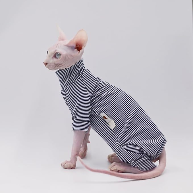 Sphynx Cat Clothes 4 Legs Pure Cotton Comfortable Stretch Hairless Cat Clothes, Devon Clothes, Kornish Clothes and Small Cats (X-Small)