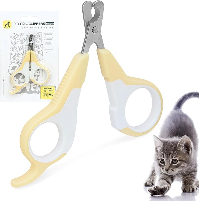 Yellow Cat Nail Clipper Scissor Style Cat Claw Clippers Cat Toenail Clippers Professional Pet Nail Trimmer for Kitten Cats Puppy Small Dogs Rabbit