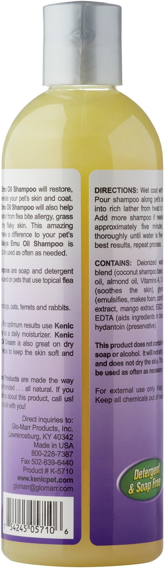 Kenic Premium Emu Oil Anti-Itch Dog & Cat Shampoo – Deep Moisture,Instant Relief for Dry, Irritated Skin, Natural Healing & Soothing Formula, Made in USA