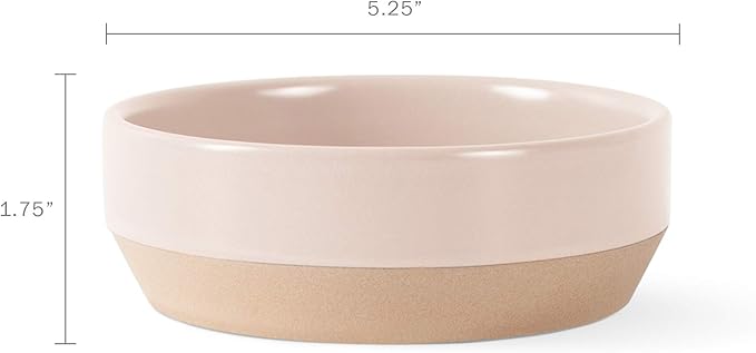 Fringe Studio Whisker Cat Meow Small Stoneware Pet Bowl (478001),Blush (Pack of 2)
