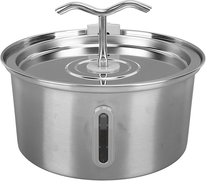 Cat Water Fountain, 3.2l Stainless Steel Dual Spout Pet Water Dispenser with Window, Automatic Circulation Dog Drinking Feeding Supplies