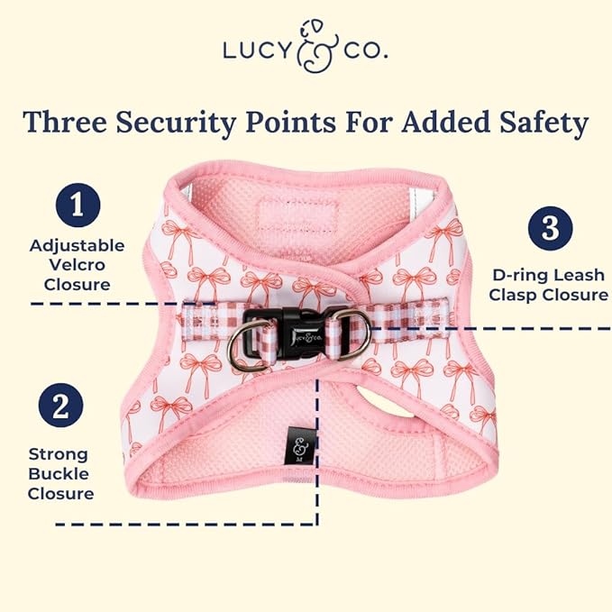 Lucy & Co. Take a Bow Step-in Cat Harness & Leash Bundle – Reflective, Breathable & Adjustable Harness for Cats, Kittens & Small Dogs, Lightweight & Secure and Dual Leash Clips – X-Small