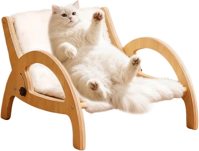 Cat Scratcher Sofa, Adjustable Backrest with Wooden Frame, 43.5x43x27cm, Wooden Cat Scratching Bed, Kitten Scratching Sofa, Furniture and Floor Protection Design, for Indoor Kittens and Cats
