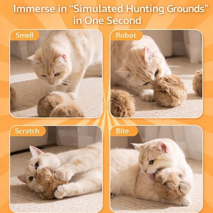 Rabbit Fur Ball Cat Toy, Soft Fluffy Cat Toy Ball, Furry Catnip Toy Ball Washable & Fun to Chase, for Kicks & Games,for Indoor Exercise & Bonding Cats (3 PCS)