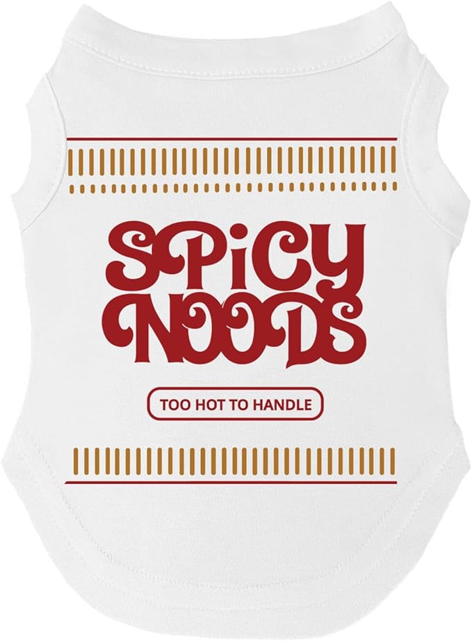 Spicy Noods Dog Tee Shirt | Sleeveless Breeds | Funny Instant Ramen Noodles Costume | Halloween |White, 2X-Large 1369