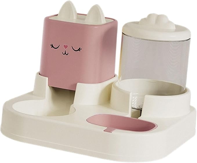 Automatic Cat Feeder Waterer Food Feeder Removable Double Bowl Pet Water Food Bowl with Water Dispenser for Laundry Rooms