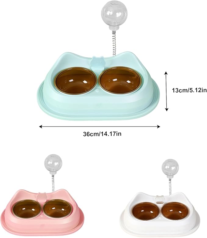 Practical Pet Double Bowl Dry Food Watering Food Feeding for Cats Feeding Dish Pet Supplies Neck Protections Cats Bowl