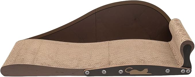 Cat Scratching Board Bed, with Corrugated Cardboard, 68x25x20.8cm, Bedroom Cat Lounge, Kitten Scratcher Bed, Protects Furniture from Claws, for Living Rooms, Bedrooms, Or Balconies