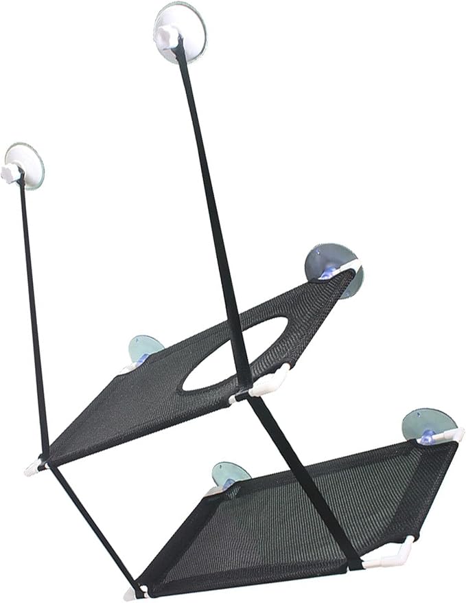 Cat Window Perch Double Layer Suction Cup Cat Hammock Cat Window Hammock Bed Cat Furniture Cat Shelf for Indoor Cats Sunbathing and Viewing(Black)