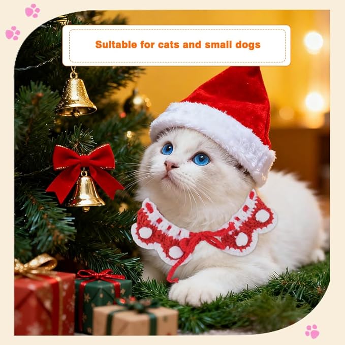 Small Dog Cat Bib Collar Pet Scarf Bib Small Dog Wedding Christmas Holiday Bandana Cats Birthday Party Outfit Cat Dress Up Accessories Tiny Dogs Neck Decoration Cats Saliva Towel Costume for Dogs Pet