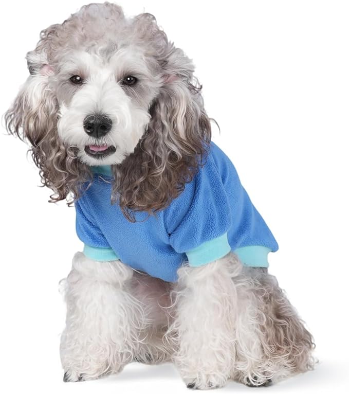 Classic Fleece Dog Sweater – Soft & Warm Stretchy Sweatshirt for Small Dogs & Cats, Cold-Weather Pullover for Everyday Wear (Dark Blue, Medium/Large)