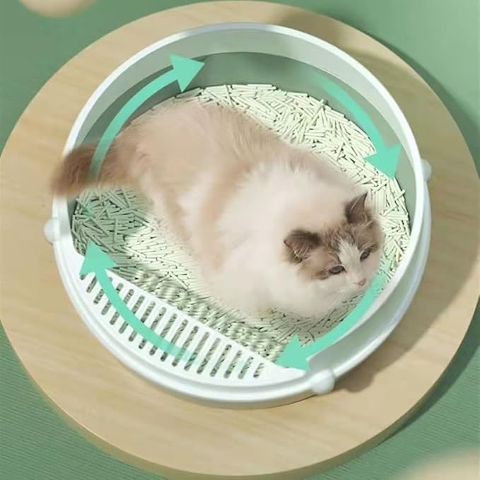 Pet Supplies, Semi-Enclosed Cat Litter Box, High Side Anti-Splash & Leak-Proof(Blue)