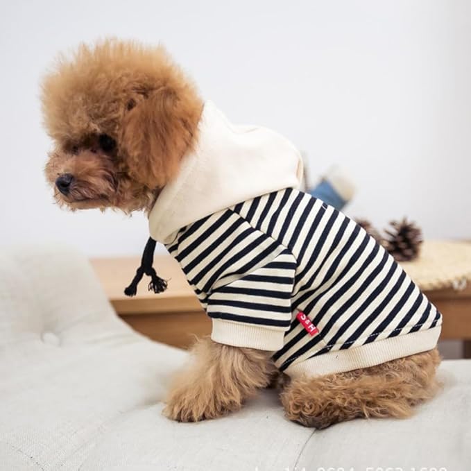 Matching Dog and Owner Clothes Separately Sold,Striped Mom Dad Dog Hoodie for Small Dogs Cats,Puppy Sweatshirt Fall Winter(Black,Pet 2XL)