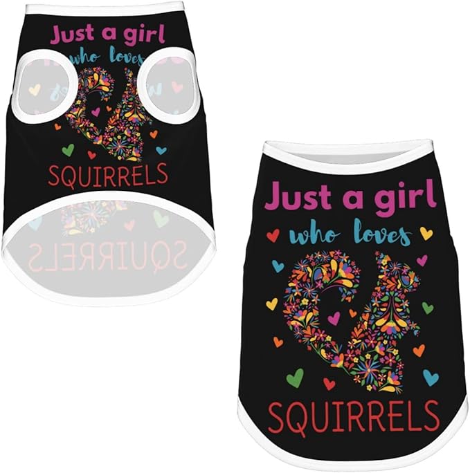 Just A Girl Who Loves Squirrels Dog Shirts Sleeveless Puppy Cotton T-Shirts Breathable Dog Clothes Pet Apparel Tank Pullover Doggy Sweatshirt Cozy Canine Wear for Small Dogs Cats Green Small