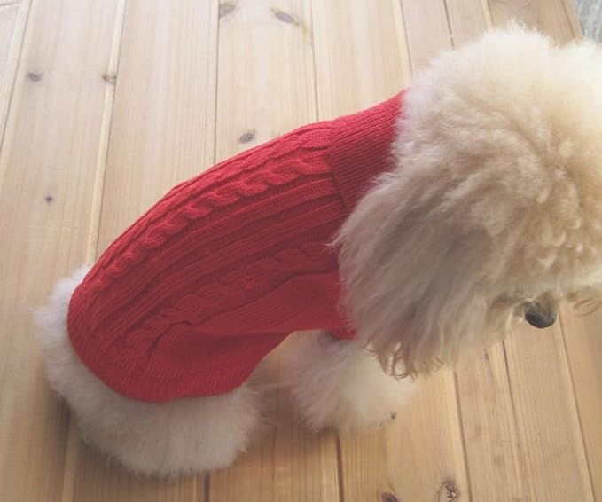 Tangpan Turtleneck Classic Straw-Rope Pro Pet Dog Sweater Apparel (Red,XL)