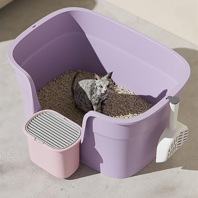 Pet Supplies, High Wall Cat Litter Box XL,Anti-Splash for Multi Cats(Blue)