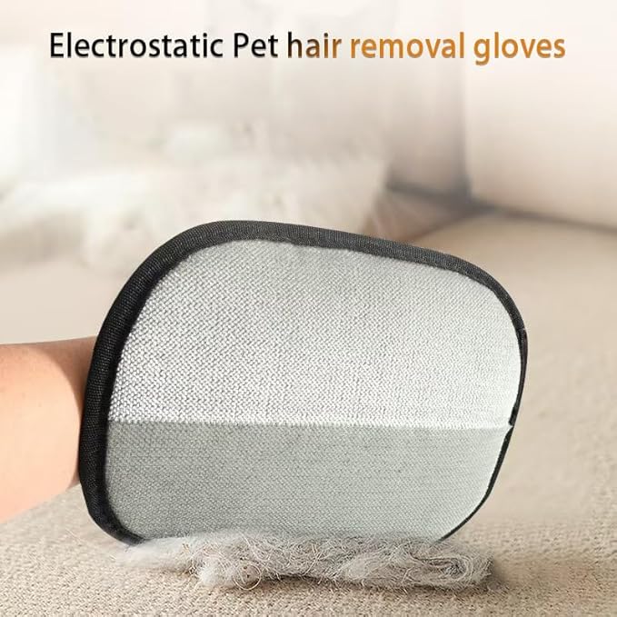 【2 Pack】 Pet Hair Remover Glove for Cats & Dogs, Electrostatic Pet Hair Removal Gloves, Reusable Pet Hair Remover Tool for Furniture, Couch, Carpet, Car Seat, Curtains & Clothing (2)
