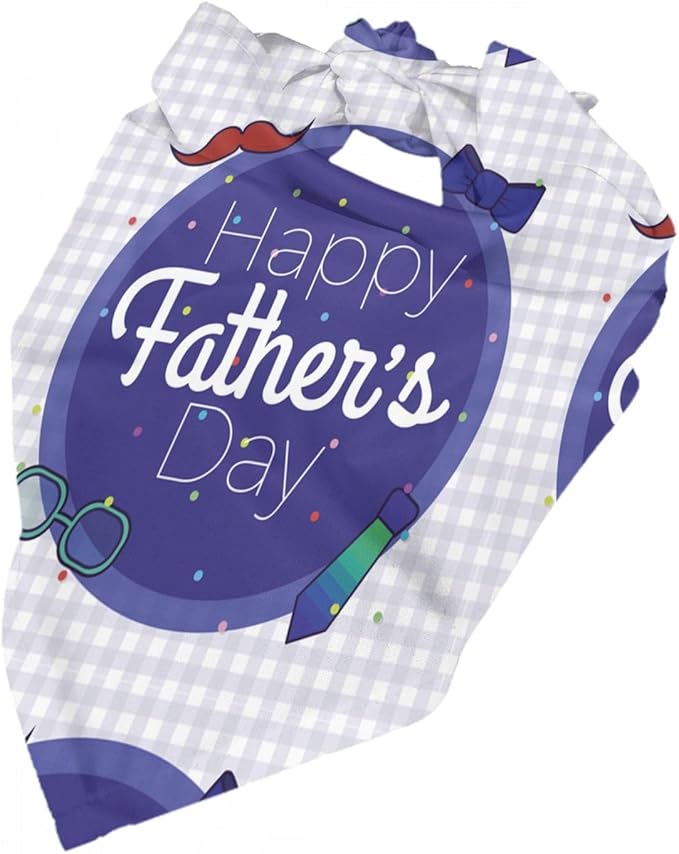 Happy Father's Day Dog Bandana Adjustable Reversible Triangle Dog Scarf Scarves Pet Bibs Costume Accessory Decor for Cats