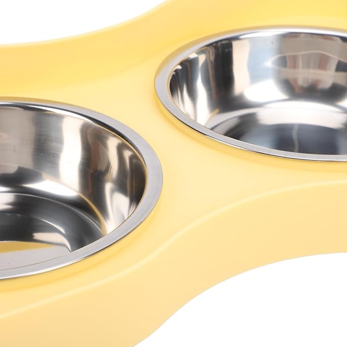 Cat Food Bowl, Elevated Cat Feeding Station Splashing Proof Raised Dish with 2 Stainless Steel Bowls for Pet Small Animals