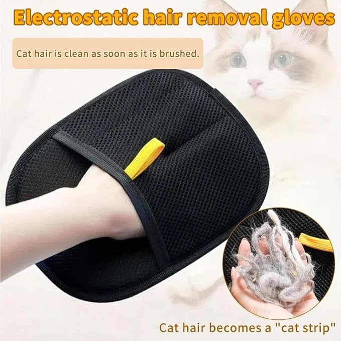 Pet Hair Removal Gloves Brush, Reusable Cat Dog Electrostatic Hair Remover Grooming Glove Tool
