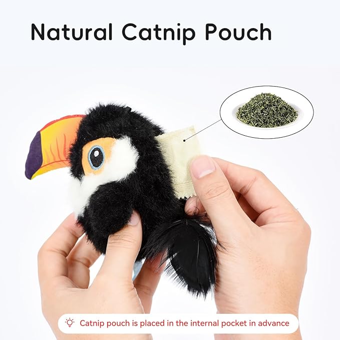 FUNNYDUCK Interactive Cat Toys for Indoor Cats, Flapping Bird Cat Toy with Chirping Sound, Touch Activated Flying Bird Cat Toy, Rechargeable Interactive Flappy Bird Cat Toys for Bored Indoor Cats