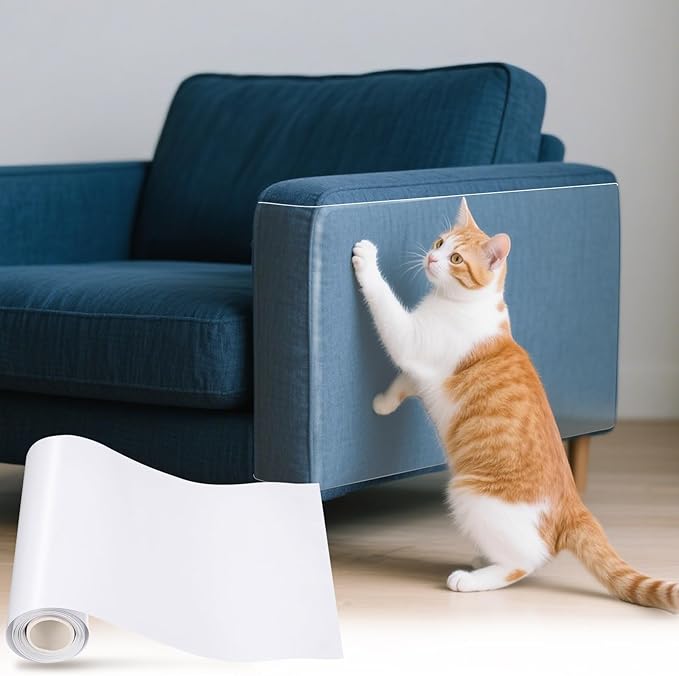 uxcell Anti Scratch Furniture Protector, 1 Roll 118" x 8" Single-Sided Sticky Couch Protector from Cat Claws, Clear Protectors from Cats Scratching for Sofa Corners, Walls, Doors