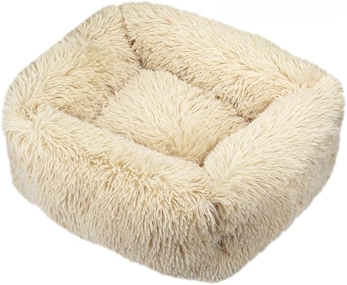Donut Dog & Cat Bed - Soft Plush Self-Warming Cave for Cats & Small to Medium Dogs | Calming Cuddler with Improved Sleep & Comfort(Light Brown,31.5X5.91X25.59 in)