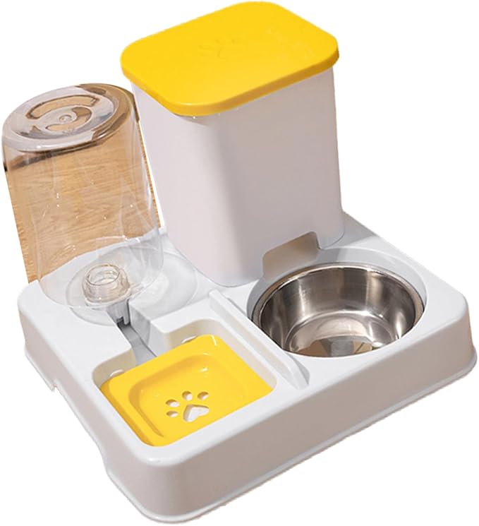 Dog Double Bowl Feeder Automatic Cats Food Container and Water Dispenser for Dog Daily Feeding Watering Supply Water Dispenser Automatic Travel