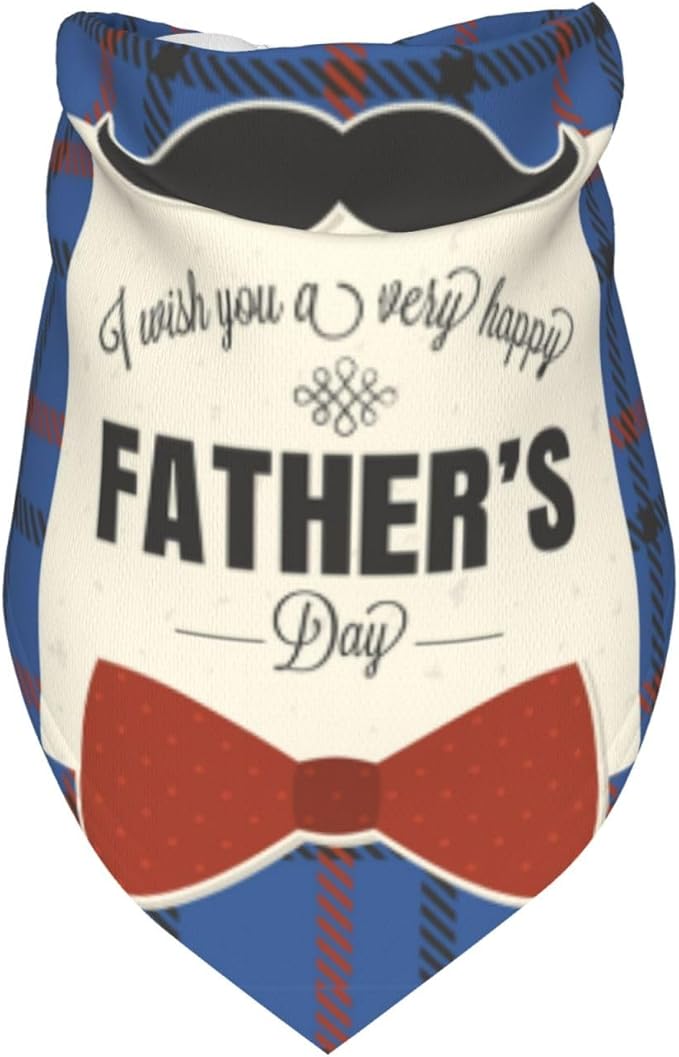 Happy Father's Day Dog Bandana Adjustable Reversible Triangle Dog Scarf Scarves Pet Bibs Costume Accessory Decor for Cats