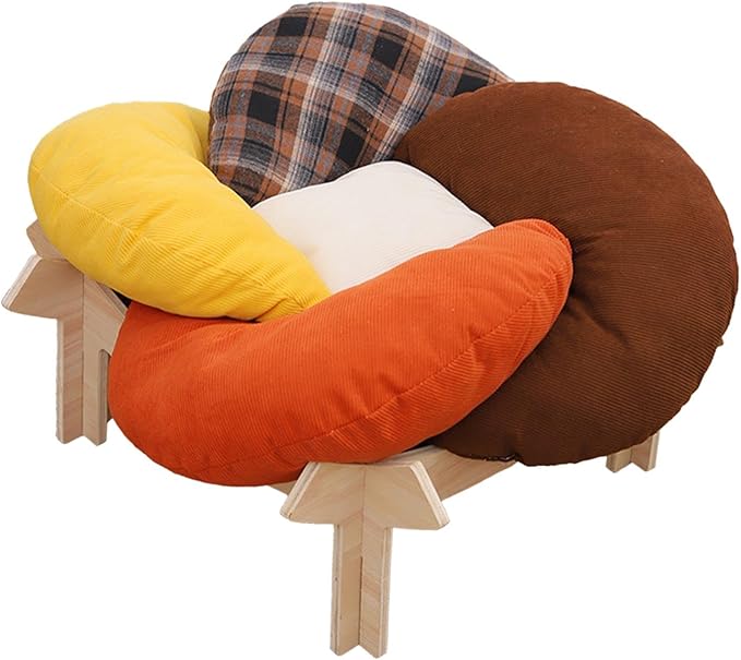 Elevated Bed Including Raised Cat Chair Dog Nesting Bed Indoor Furniture Removable Cushion Reliable Solid Wood for Small Dog Kitten