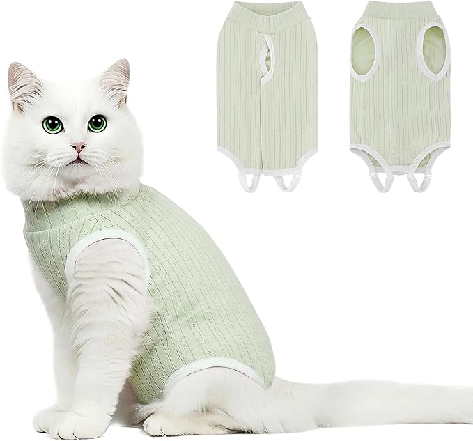Coppthinktu Cat Recovery Suit for Female Cats After Spay, Breathable Cat Onesie Kitten Onesie Bodysuit, Cat Surgery Recovery Suit for Abdominal Wounds Anti Licking E-Collar Alternative