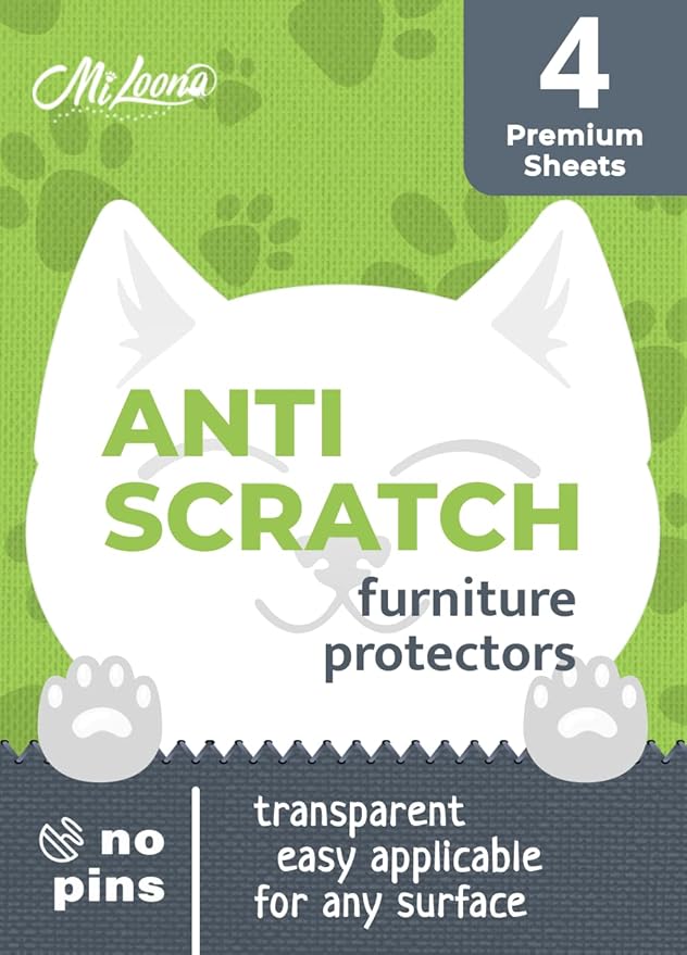 Anti Cat Scratch Furniture Protector 4 Sheets- Couch Covers for Cats- Cat Scratch Deterrent for Furniture- Couch Scratch Protector from Cats- Anti Scratch Furniture Protector
