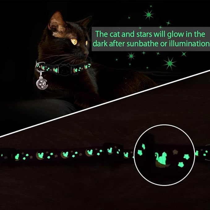 Baeuppit 2Pcs Breakaway Cats Collars Cat Collars for Boy & Girl Cats Adjustable Kitten Collars with Bell,Black+Gray