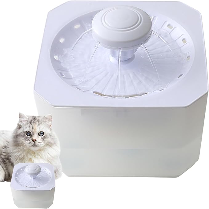 Cat Fountain - 2500ml Automatic Quiet Large Capacity Drinking Tool,Dog Water Dispenser - for Puppy Animal Travel Crate House Outside Feeding Tipping Night Hot Day Offices Indoor Home