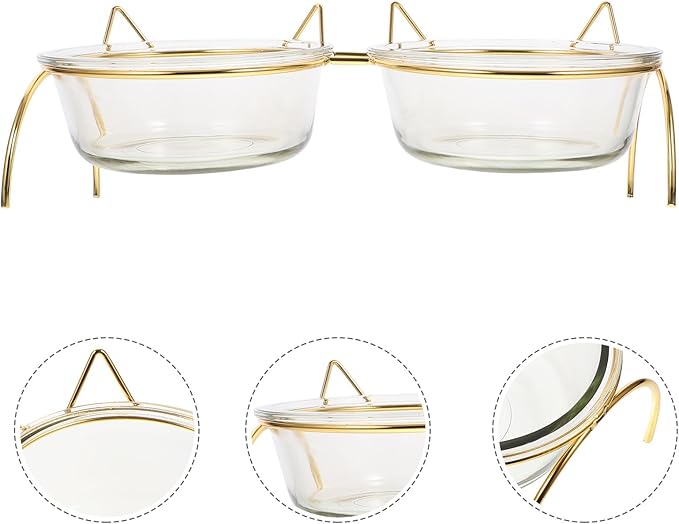 ELEOUTI Angled Cat Feeding Bowl Set with Neck Protection Double Bowls with Iron Raised Stand for Cats Suitable for Home Feeding and Watering