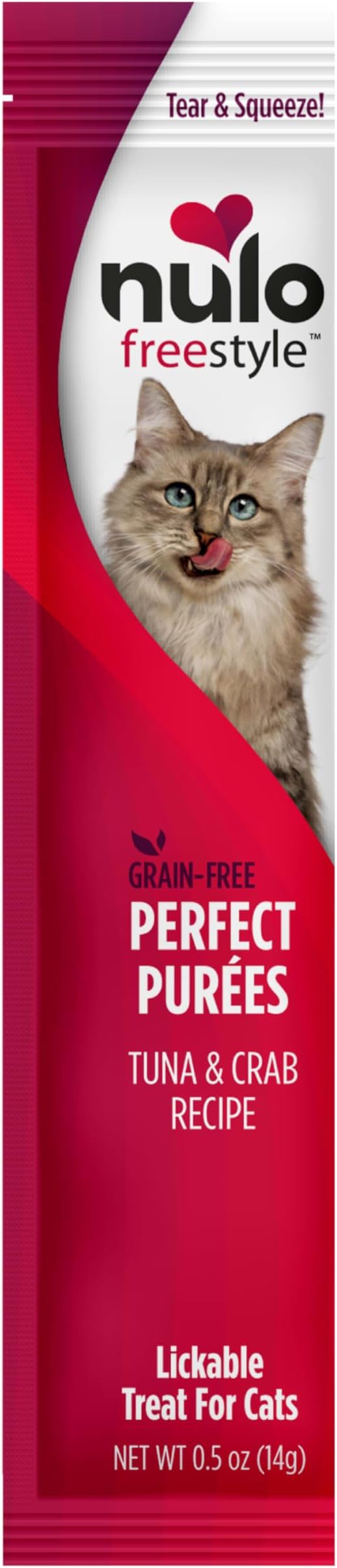Nulo Freestyle Lickable Cat Treats - Perfect Purées Tuna & Crab, Squeezable Grain-Free Wet Cat Food Topper, High Moisture for Hydration, 48 x 0.5oz